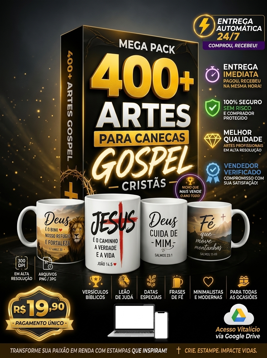 Mega Pack 400+ Artes Gospel Para Canecas